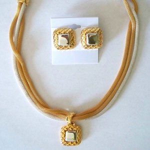 Gold Tone and Silver Tone Necklace & Earring Set